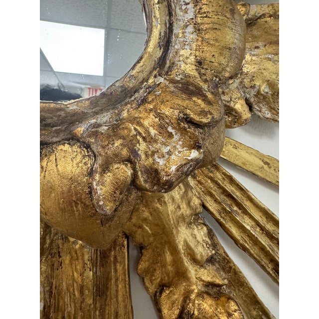 Gold Contemporary Neo Baroque Style Giltwood Sunburst Mirror For Sale - Image 8 of 12