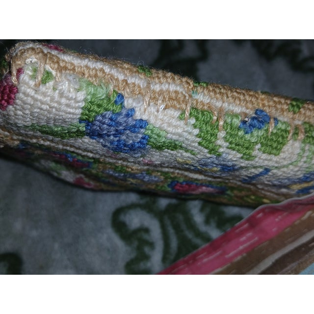 Green Vintage Handmade Needlepoint Christmas Stocking For Sale - Image 8 of 9