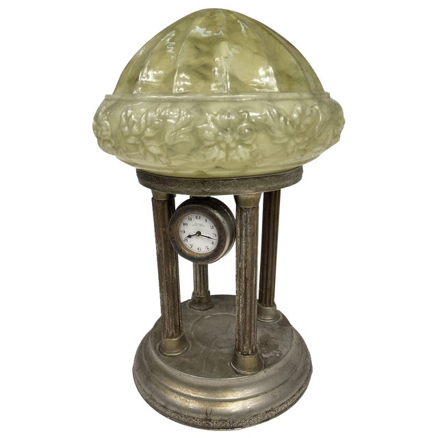 Liberty Clock with Alabaster Lamp, 1920s For Sale