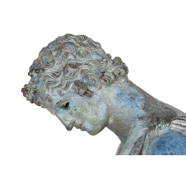 Fine Italian Grand Tour Antique Bronze Sculpture Statue of Narcissus of Pompeii For Sale - Image 11 of 18
