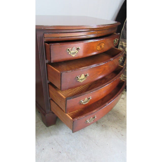 Brown 1980s Lexington Mahogany Bachelors Chest Federal Server Bowfront Rustic For Sale - Image 8 of 9