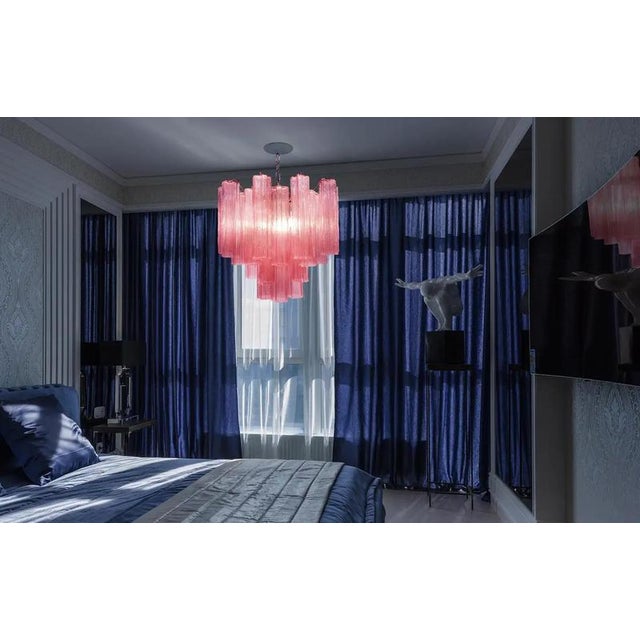 Pink Glass Tube Chandelier, Murano, 1970s For Sale - Image 10 of 18