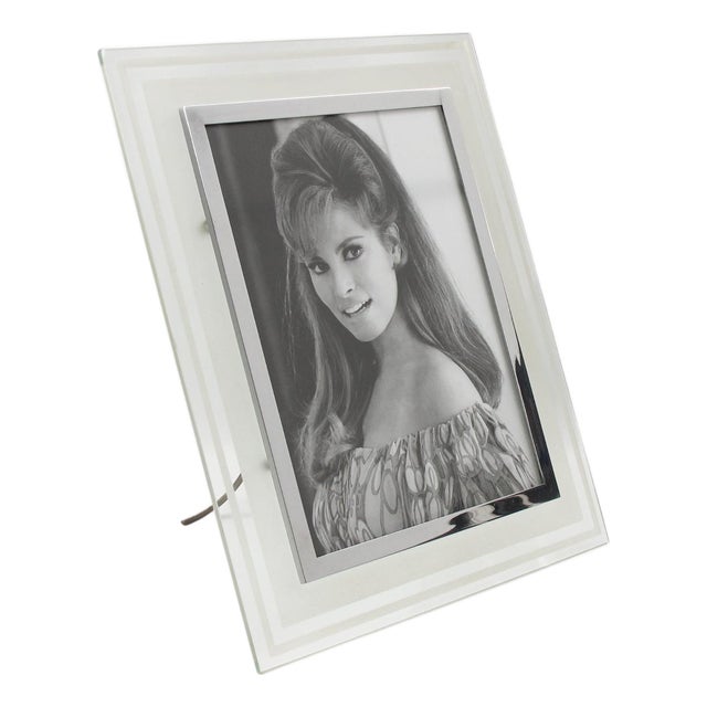 Modernist Frosted Glass and Metal Picture Frame, circa 1940 For Sale
