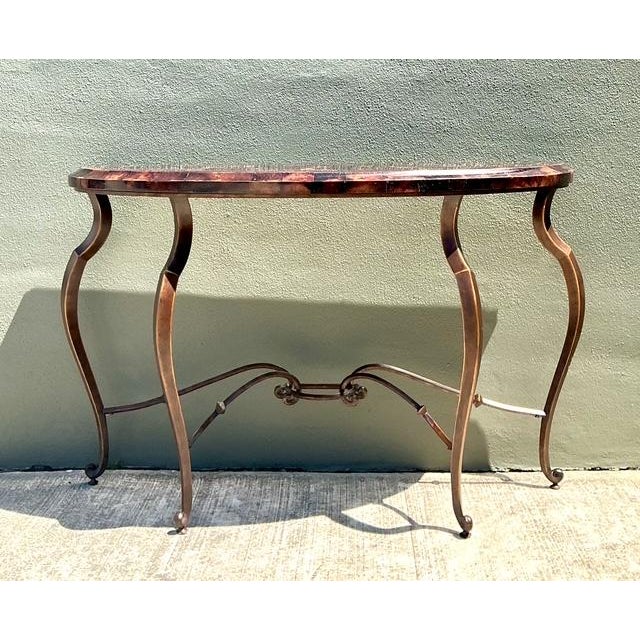Maitland - Smith Vintage Maitland Smith Tessellated Coconut Shell Console Table For Sale - Image 4 of 12