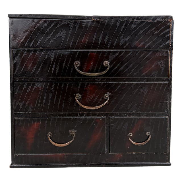 Japanese Lacquered Kodansu Storage Cabinet or Writing Box,, 1920s For Sale