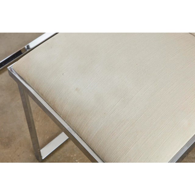 Mid 20th Century Set of Six Pierre Cardin Flat Bar Chrome Dining Chairs For Sale - Image 5 of 13