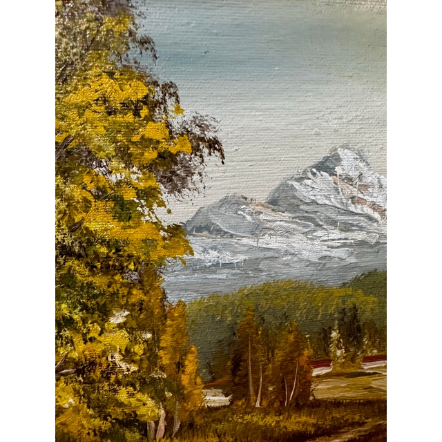 Green Mid Century Framed Landscape Oil Painting Signed S Mold With Carved Gilt Wood Frame For Sale - Image 8 of 8