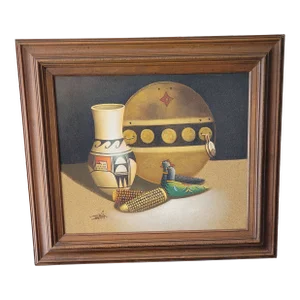Late 20th Century Myoung Mario Jung Sand Painting, Framed