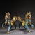 This striking pair of gilt cloisonne enamel Qilin figures brings a bold, majestic presence to any interior. Qilin are...
