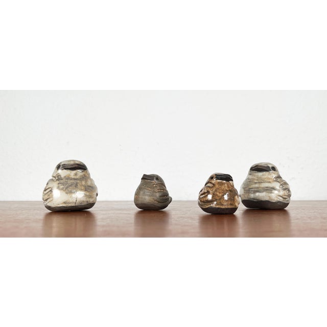 Mid-Century German Studio Pottery Sparrow Figurines by Bärbel Bach for Lübecker Spatzen, Set of 4, in Very Good...