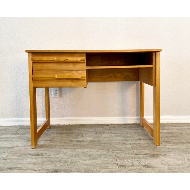 1960 S Mid Century Modern Polish Natural Ash Wood Writing Desk Chair Chairish