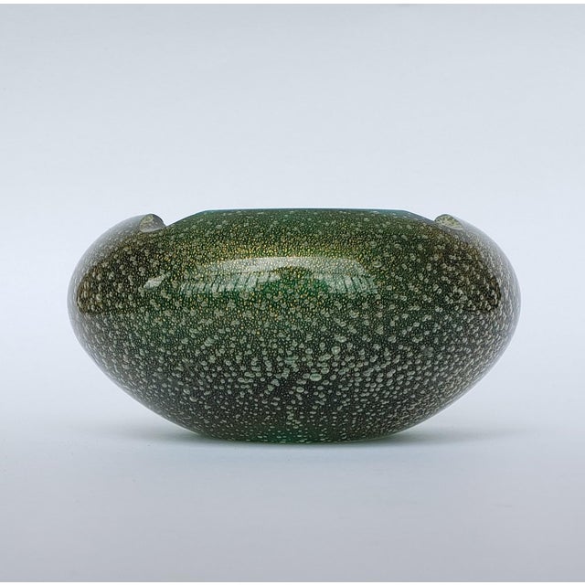 Archimede Seguso or SVdA Murano Poli sommerso glass bowl/ashtray (likely model #3108). This bowl features green interior...