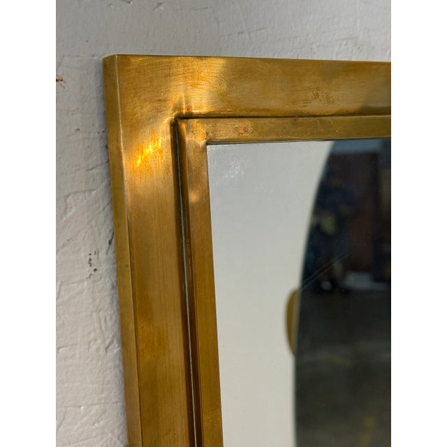Mid-Century Modern Mid Century Brass-Framed Wall Mirror, Italy 1950s For Sale - Image 3 of 5