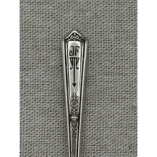 1920s 1920s Art Deco Sterling Monogrammed 4 Inch Spoons by Towle Silversmiths - Set of 8 For Sale - Image 5 of 6