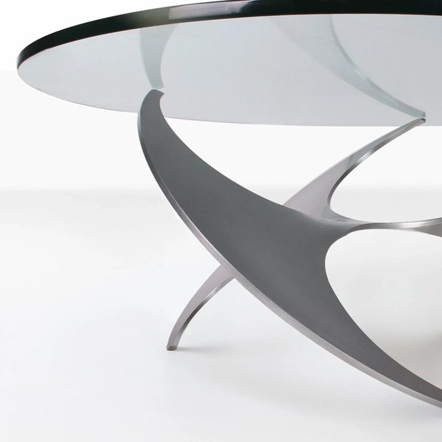 Ronald Schmitt Vintage Aluminium and Glass Propeller Coffee Table attributed to Knut Hesterberg for Ronald Schmitt, 1960s For Sale - Image 4 of 7