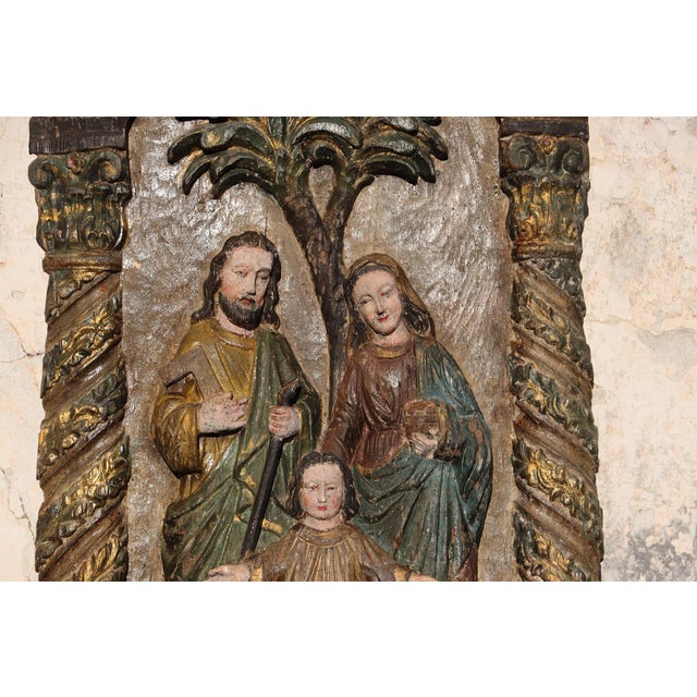 17th Century Large Baroque Holy Family Wooden Retable, Portuguese, 43.70" For Sale - Image 6 of 14