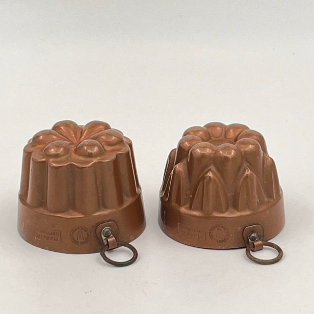 Farmhouse 1940s Mini Copper Cake Molds Christian Wagner Rein Kupfer Handmade in Germany - Set of 2 For Sale - Image 3 of 12