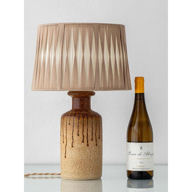 Unique mid-century scandinavian organic modern danish stoneware lamp by søholm keramik, circa 1960s. The lamp has been...