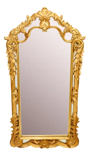 French Rococo Gilt Pier Mirror Floral Frame in Glass