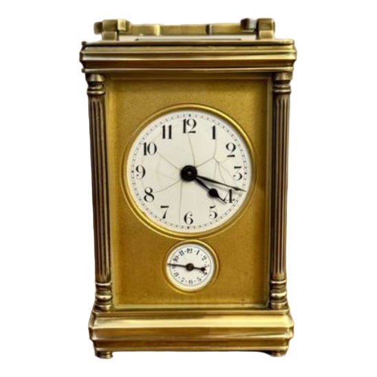 Antique Victorian Brass Carriage Clock with an Alarm, 1890 For Sale