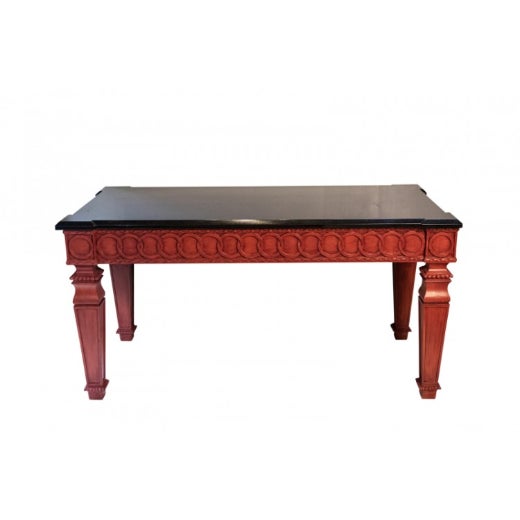1980s Neoclassical Style Red Painted Console With Black Marble Top Chairish