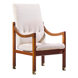 Kofod Larsen for Selig Megiddo Queen of Sheba Mid Century African Wenge Wood and Brass Chair For Sale