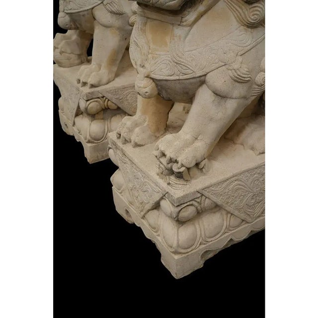 30 H Large Pair of Vintage Boho Monumental Cast Concrete Foo Dogs For Sale In West Palm - Image 6 of 6