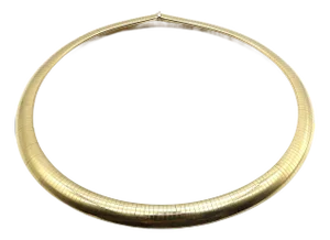 1980s Vintage 14k Gold Wide Omega Necklace