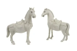 Chinese Bisque Porcelain Horse Figurines - 2