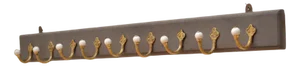Victorian Brass and Ceramic Coat Hooks Coat Rack, 1880