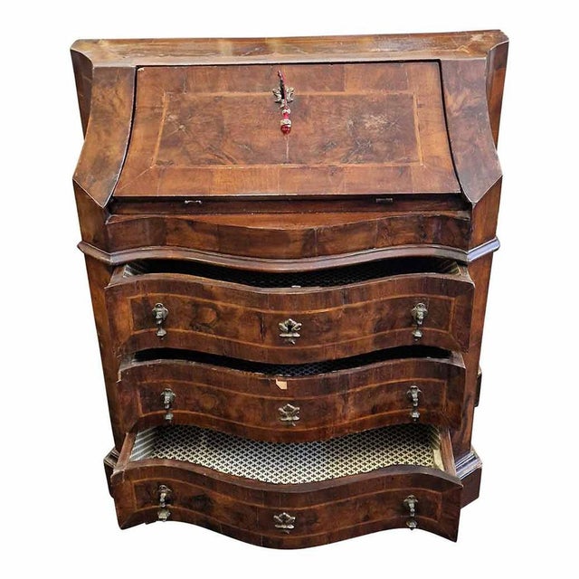 Venetian Louis XIV Secretaire Veneered in Briarwood, 1920s For Sale - Image 9 of 11