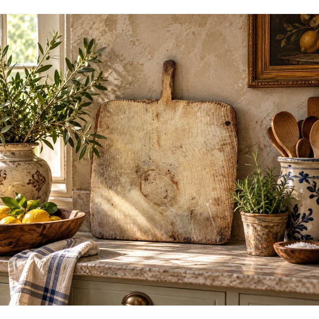 A beautiful late 19th-century French bread board with the wonderfully irregular surface and mellow patina that only comes...