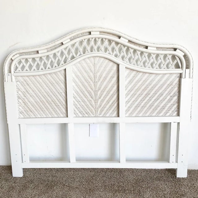 Boho Chic White Wicker Queen Size Headboard Chairish