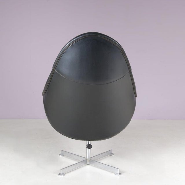 Textile Swivel Easy Chair on Chrome Crossbase with Black Skai Seat by Rudolf Wolf for Rohé, Netherlands, 1960s For Sale - Image 7 of 12