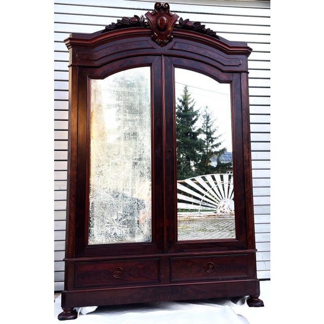 Wood French Palace Wardrobe in Mahogany, 1860 For Sale - Image 7 of 18