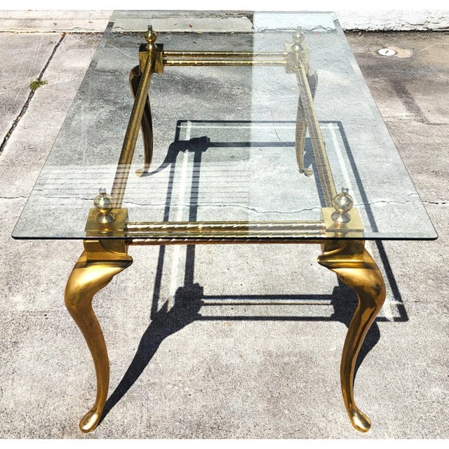 LaBarge Brass Dining Table Desk 1970s For Sale - Image 12 of 16