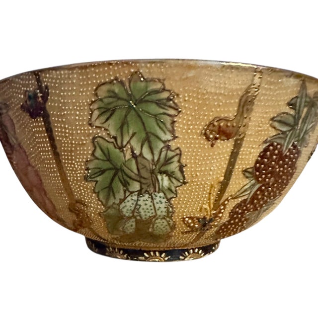 Vintage Oriental Moriage Rose and Fruit Porcelain Bowl For Sale - Image 4 of 12