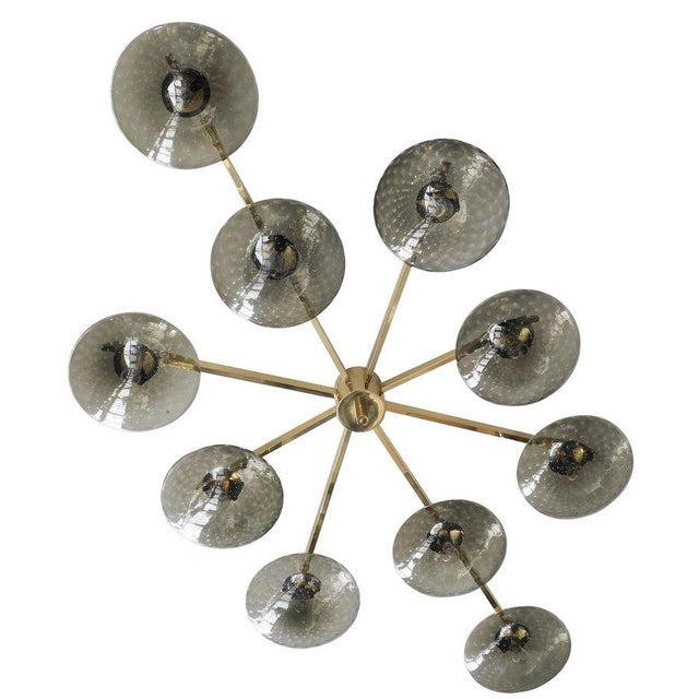 Italian 21st Century Dieci Polished Brass Smoky Bubbles Murano Flush Mount by Fabio LTD For Sale - Image 3 of 6