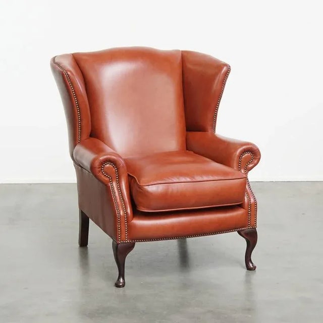 English Chesterfield Wing Chair in Cowhide Leather For Sale - Image 16 of 16