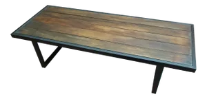 Black Steel & Teak Wood Slates Coffee Table