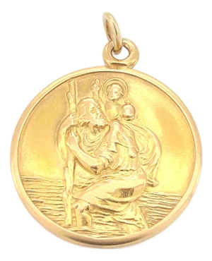 Vintage 1970s Italian 18k Saint Christopher Medical Medallion, Pendant