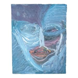 1980's Abstract Modernist Portrait Painting With Heavy Impasto, Signed Illegibly