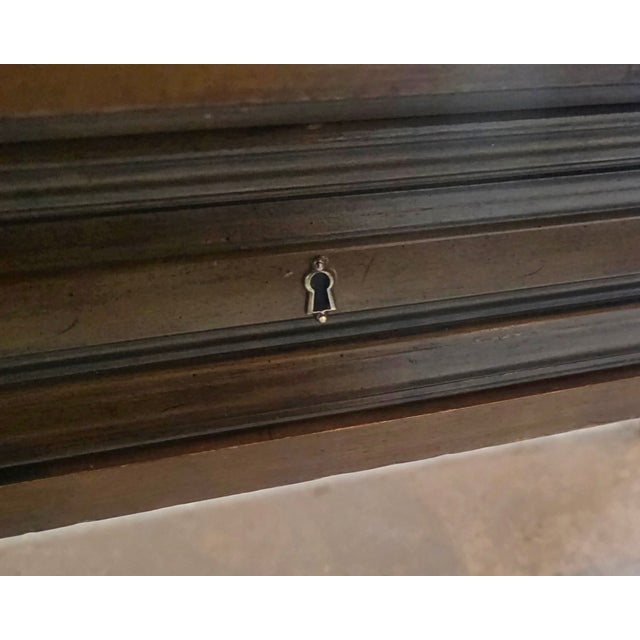 Traditional Vintage Brandt Regency Revival Neoclassical Writing Desk With Black Tooled Leather Inset Top For Sale - Image 3 of 16