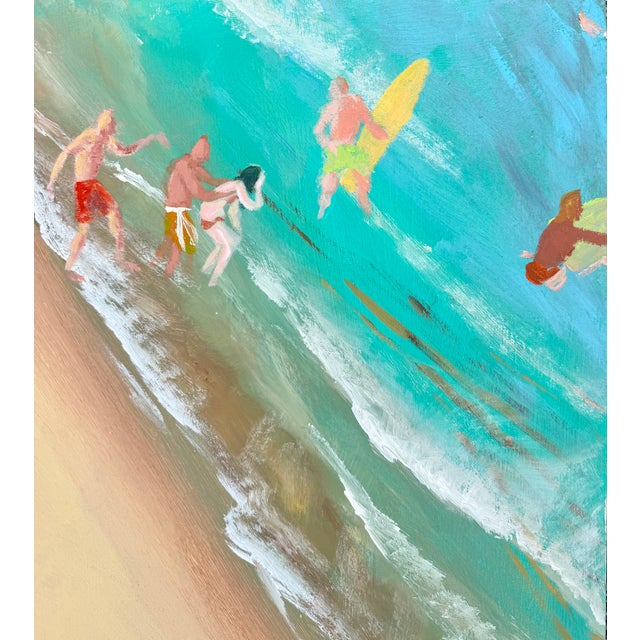 Textile "Enjoying the Beach" Acrylic on Canvas by Joe Davis '08 For Sale - Image 7 of 11