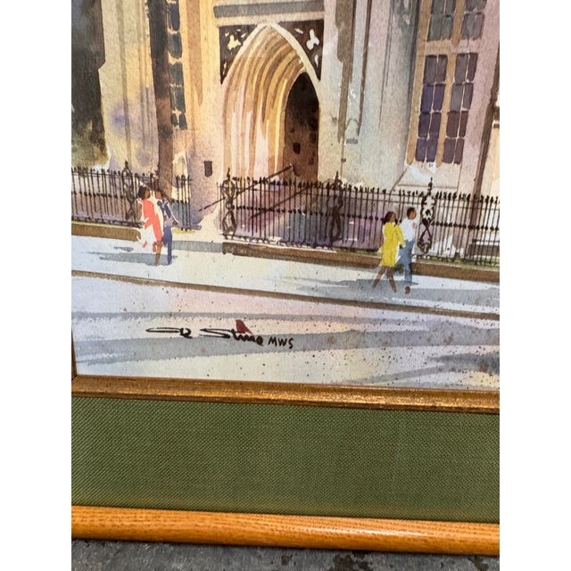 Late 20th Century Al Stine French Huguenot Church Watercolor, Framed For Sale - Image 4 of 12