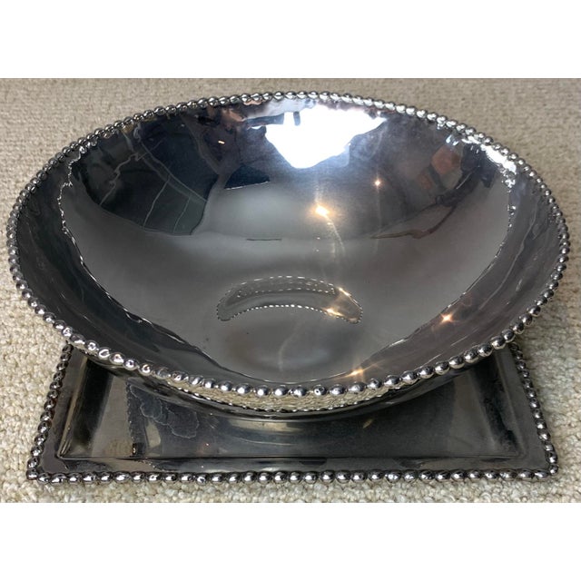 Late 20th Century Michael Aram Molten Beaded Edge Serving Bowl and Matching Platter Set For Sale In Los Angeles - Image 6 of 11