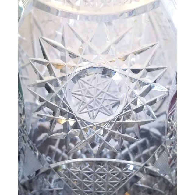 Vintage Grandeur Hobstar Button Cane Strawberry Diamond Cut Crystal Vase For Sale In New York - Image 6 of 10