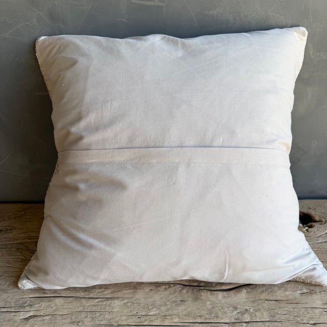 Vintage Turkish Rug Hemp Pillow With Down Insert 21" X 21" For Sale - Image 4 of 7