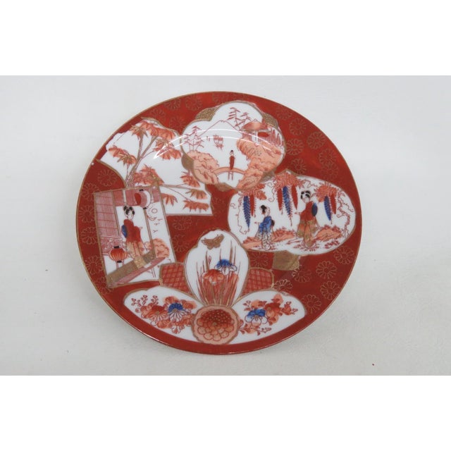Hand Painted Porcelain Plates Set of 3 Made in Japan Geisha Floral Motif 4945b For Sale - Image 10 of 11