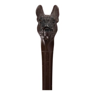 Antique Carved Wooden Dog Head Figure with Articulated Mouth For Sale